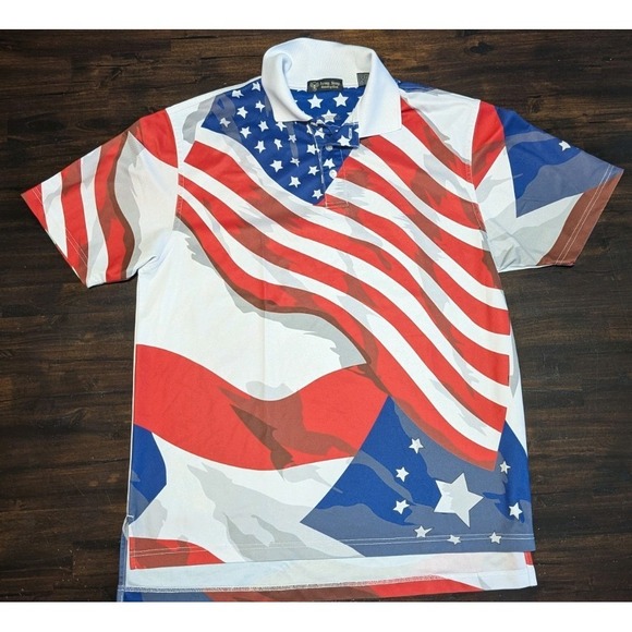 Army Navy Other - 🇺🇸 Army Navy Country Club Men's Golf Polo AOP Flag USA Size Medium Performance
